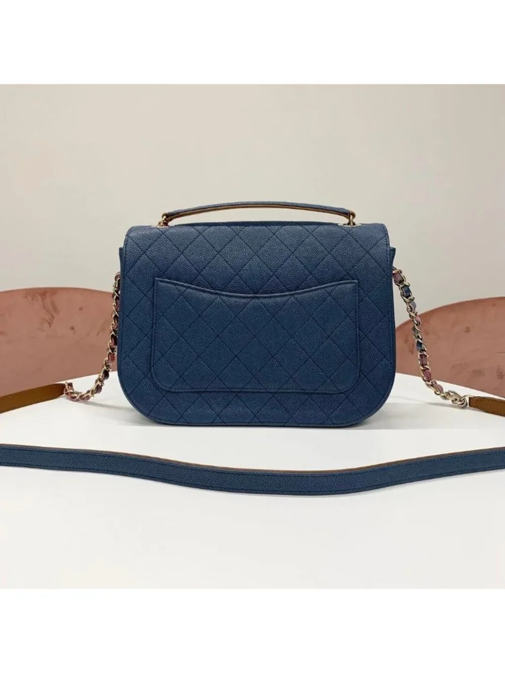 Chanel Half CC Logo Quilted Caviar Leather Shoulder